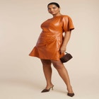 Drapey Faux Leather Mini Dress image number null