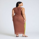 Printed Mesh Dress With Shirring image number null