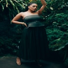 Strapless Flowy Maxi Dress image number null