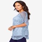 Plus Size Relaxed Pullover Crochet Sweater image number null