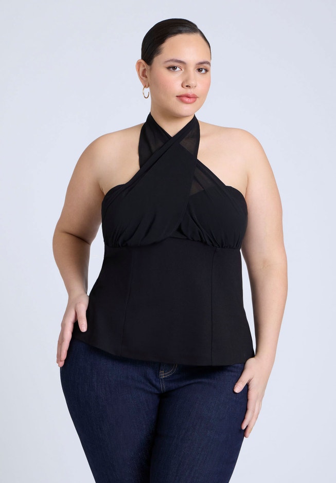 Chiffon Wrap Halter Top image number null