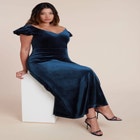  Velvet Short Puff Sleeve Maxi Dress image number null