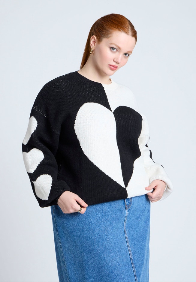 Heart Intarsia Sweater image number null