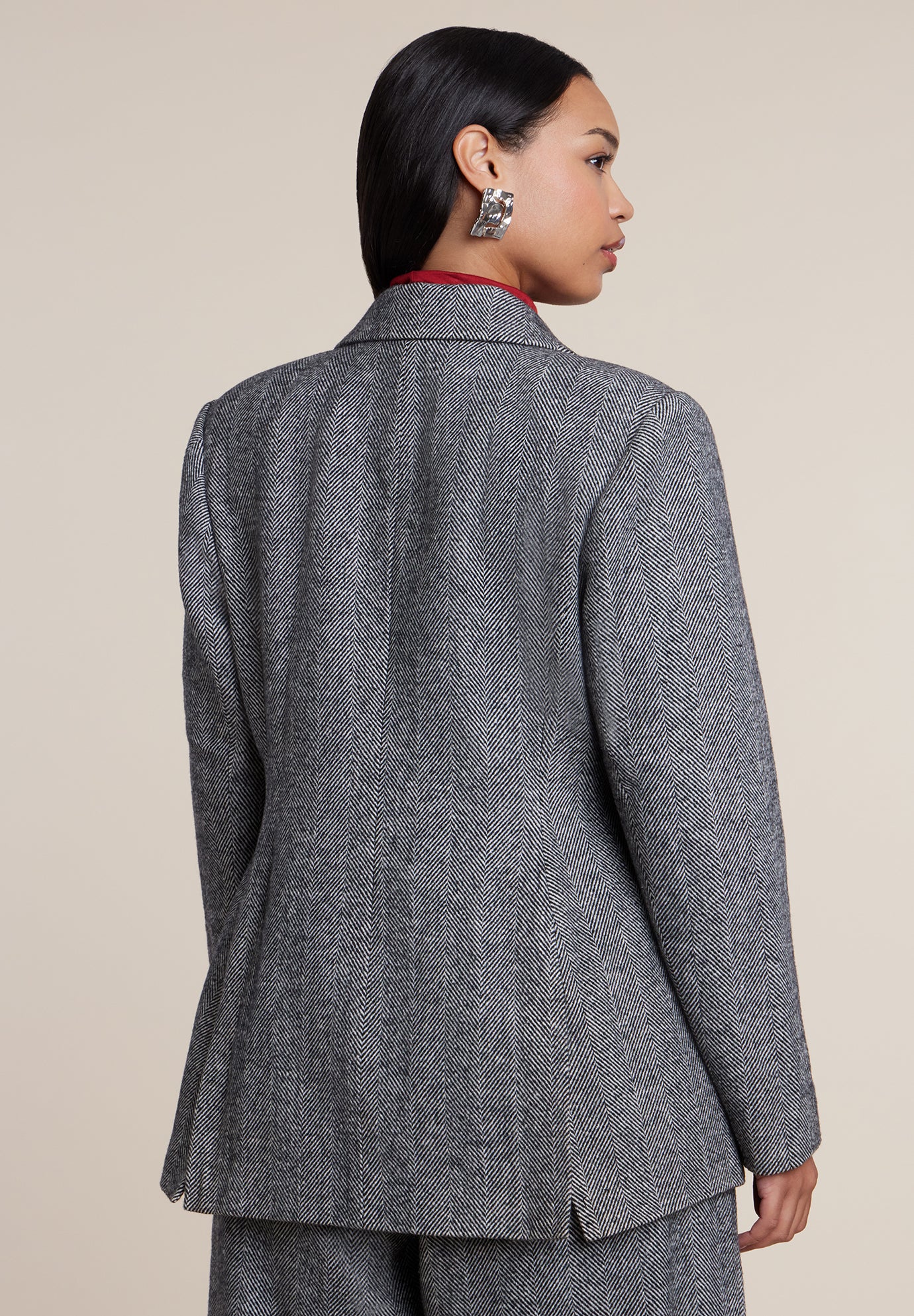 Double-Breasted Herringbone Blazer image number 1