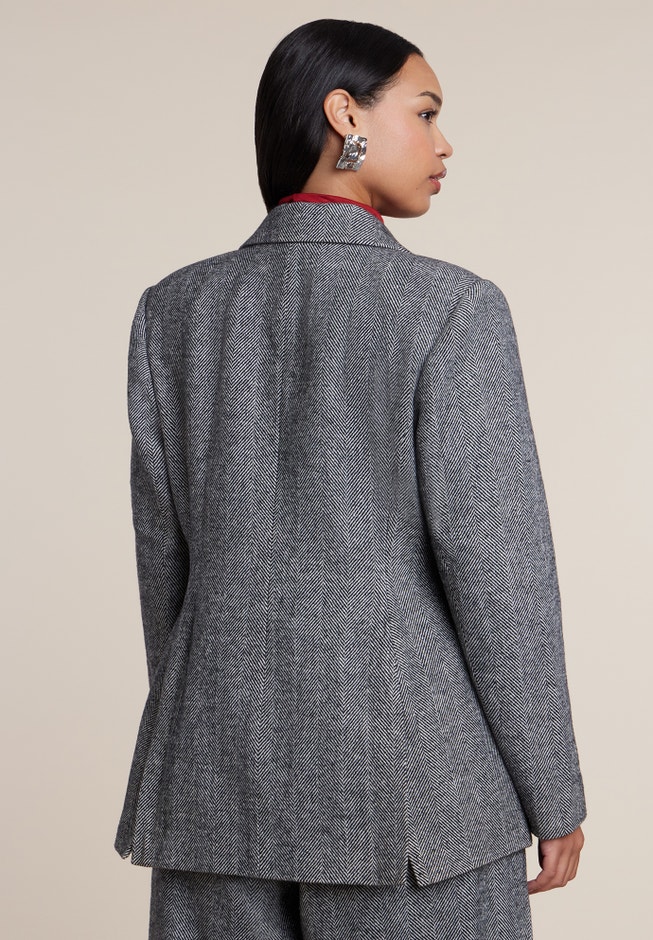 Double-Breasted Herringbone Blazer image number 1