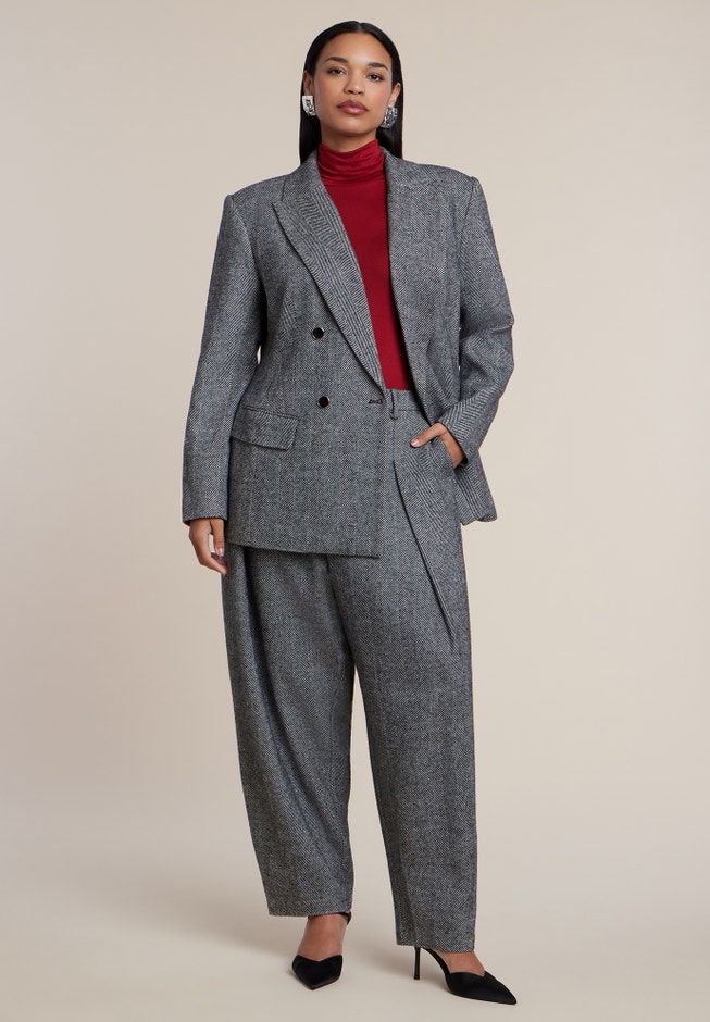 Double-Breasted Herringbone Blazer image number 2