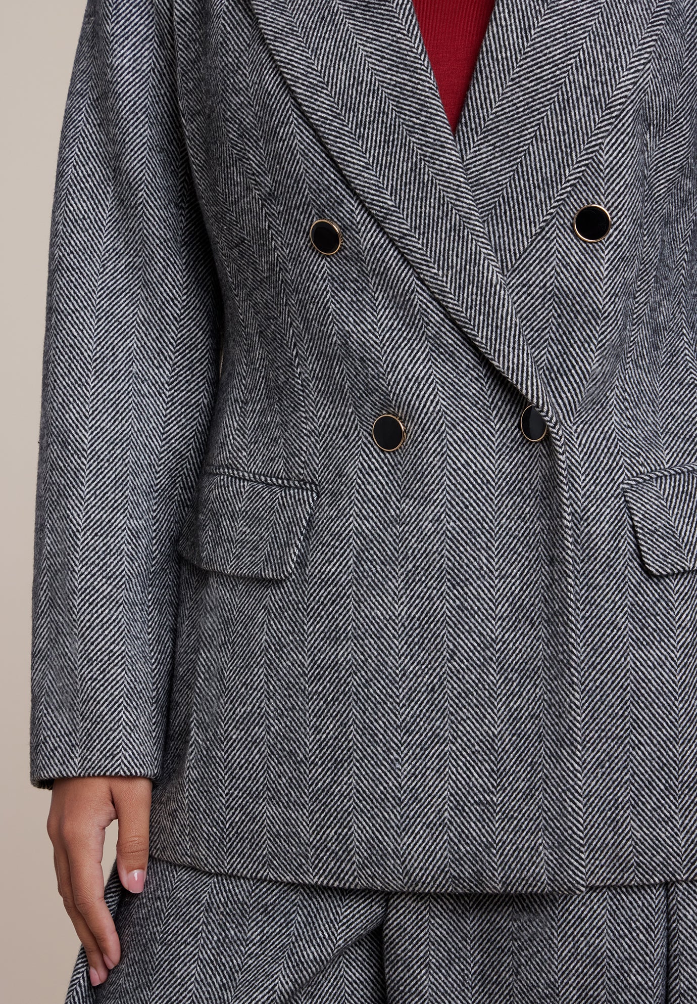 Double-Breasted Herringbone Blazer image number 3