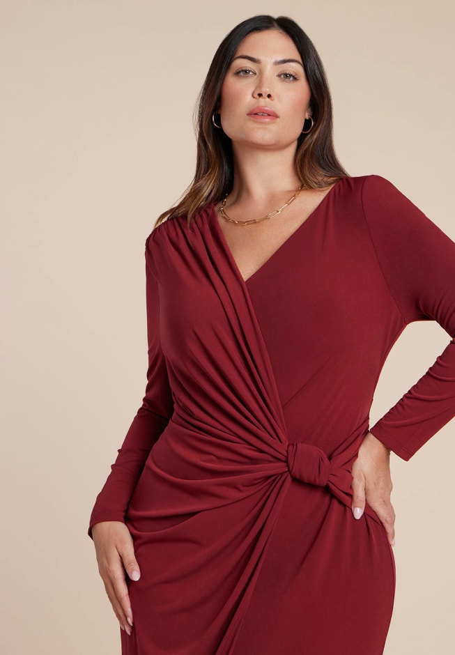 ELOQUII Women's Plus Size Twist Detail Knit Maxi Dress, Size: 24, Red ELOQUII Women's Plus Size Twist Detail Knit Maxi Dress, Size: 24, Red