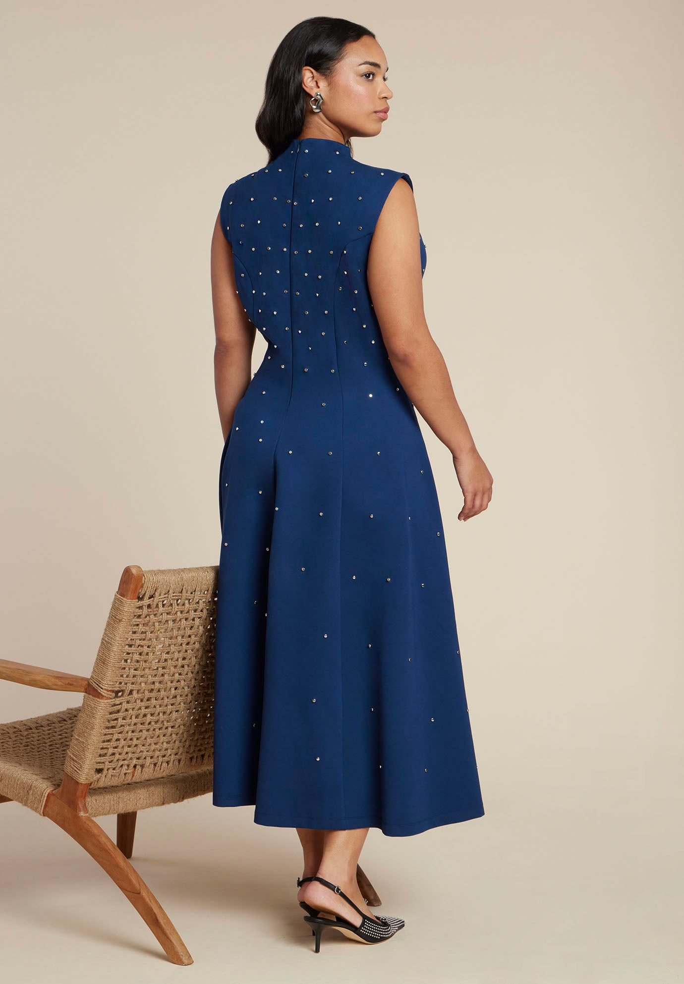 Stud Detail Ponte Midi Dress image number 2