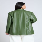 Boxy Faux Leather Blazer image number null