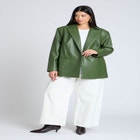 Boxy Faux Leather Blazer image number null