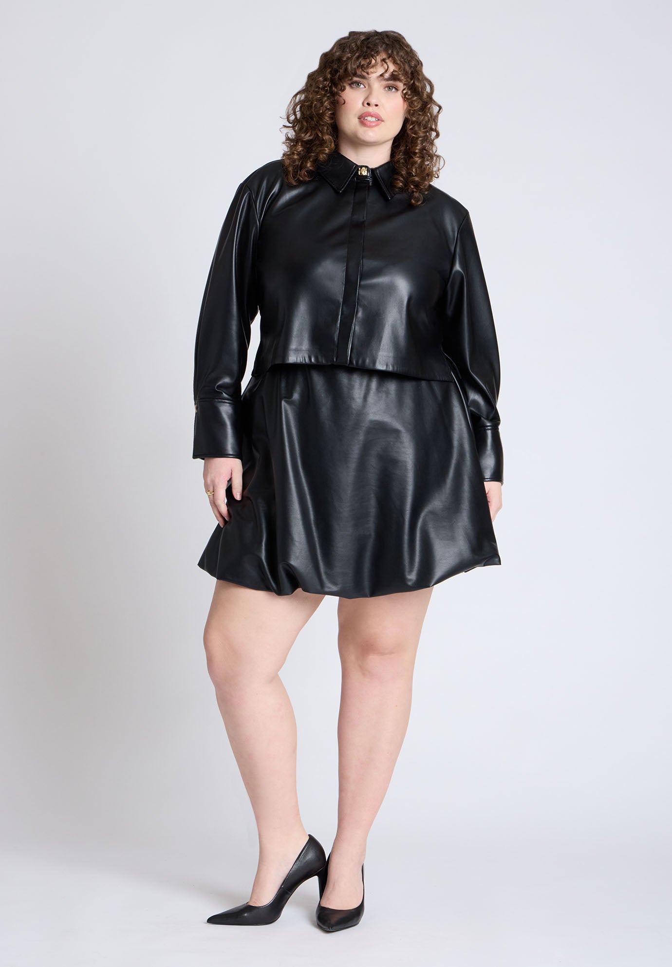 Faux Leather Boxy Top image number 3