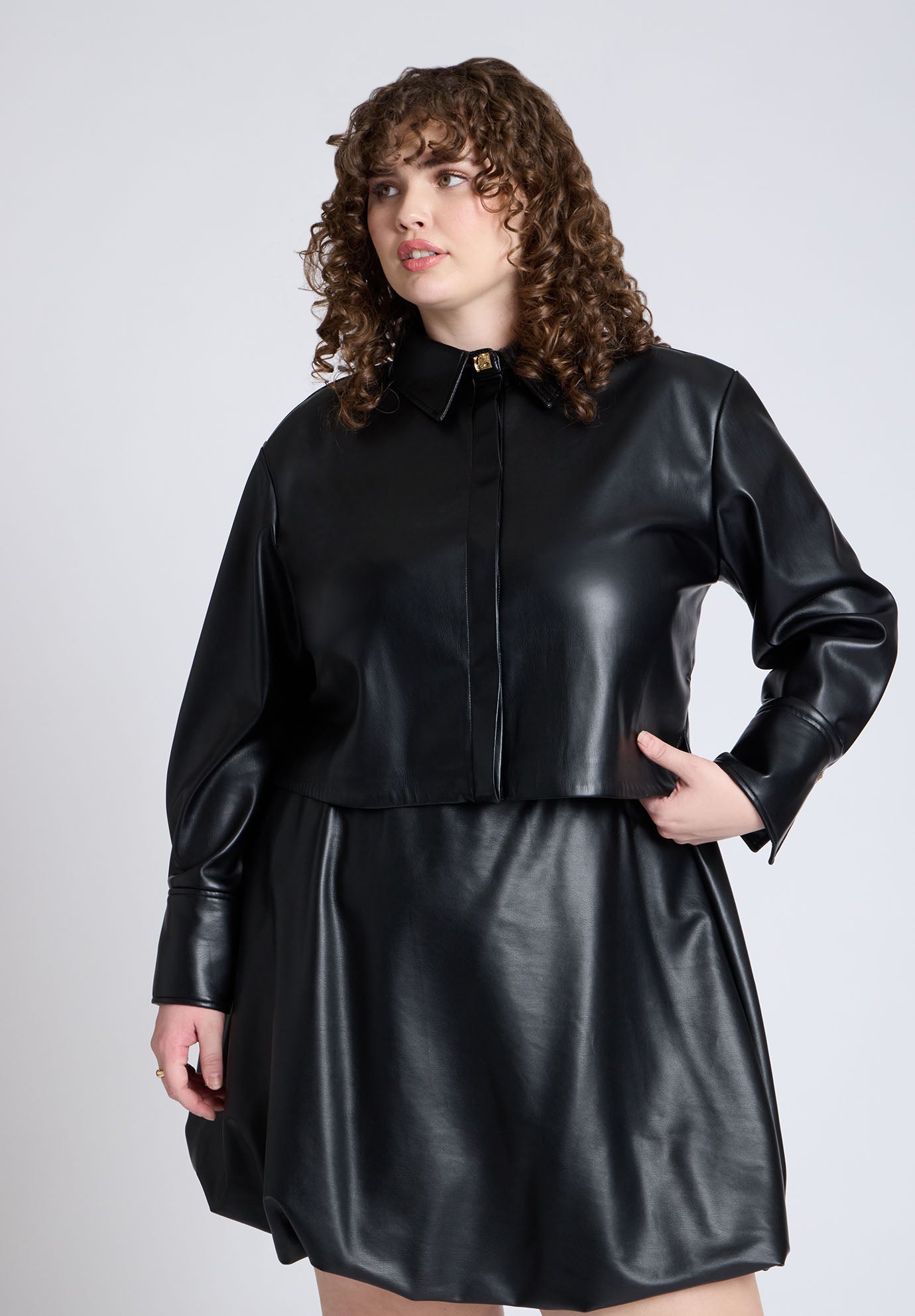 Faux Leather Boxy Top image number 0