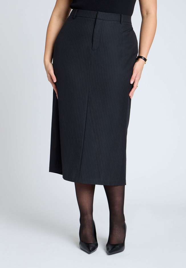 Pinstripe Column Midi Skirt image number null