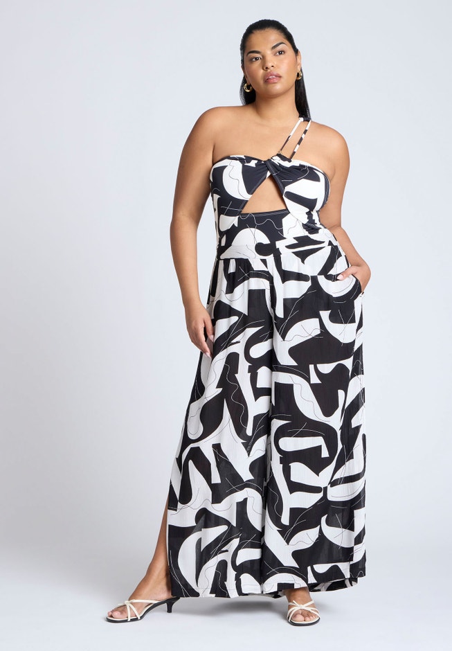 Printed Cover-Up Bottom With Slits image number null