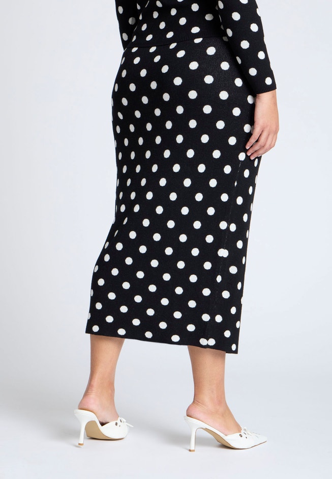 Polka Dot Sweater Midi Skirt image number null