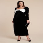 Velvet Maxi Dress With Bow image number null