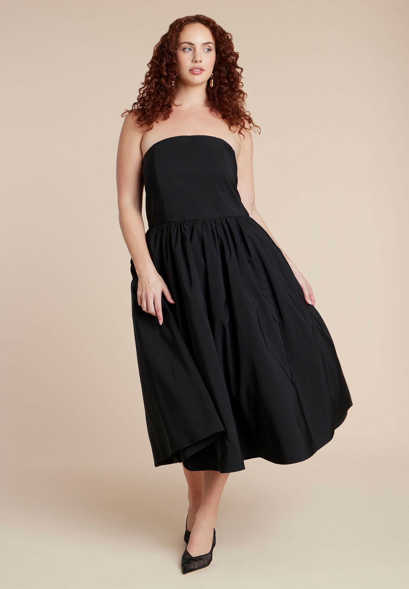  Strapless Flare Midi Dress image number 3