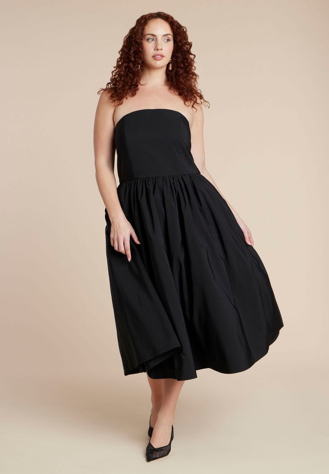  Strapless Flare Midi Dress image number 3