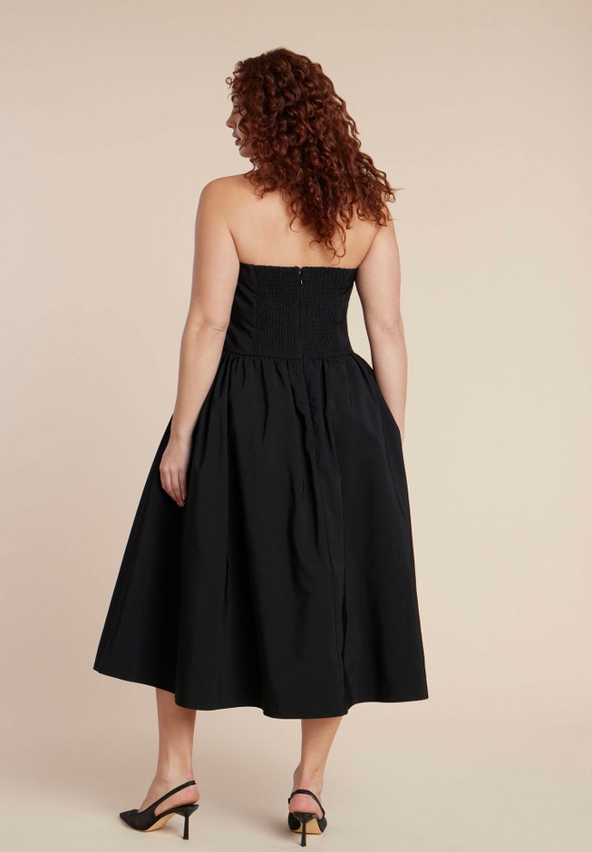 Eloquii Women's Plus Size Strapless Flare Midi Dress, Size: 26, Black Eloquii Women's Plus Size Strapless Flare Midi Dress, Size: 26, Black