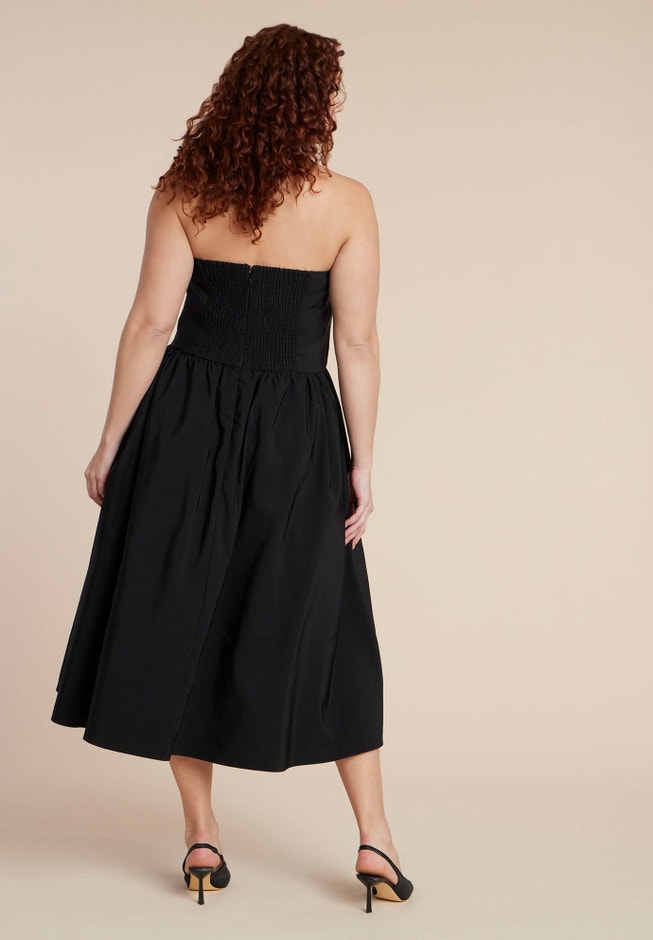 Eloquii Women's Plus Size Strapless Flare Midi Dress, Size: 26, Black Eloquii Women's Plus Size Strapless Flare Midi Dress, Size: 26, Black
