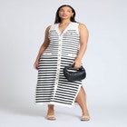Striped Sleeveless Sweater Dress image number null