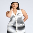 Striped Sleeveless Sweater Dress image number null