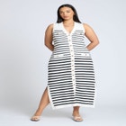 Striped Sleeveless Sweater Dress image number null