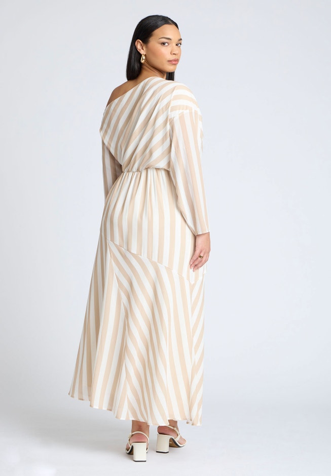 One Shoulder Stripe Asym Dress image number null