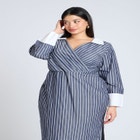 Striped Midi Shirt Dress image number null