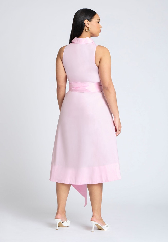 Tie Front Poplin Midi Dress image number null