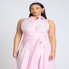 Tie Front Poplin Midi Dress image number null