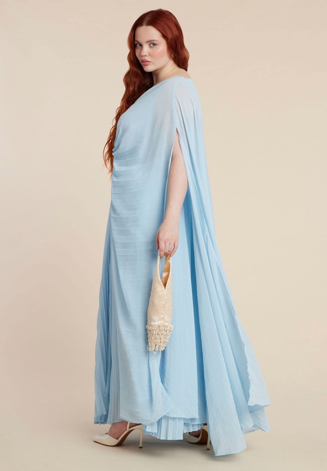 Pleated Cape Gown image number 1
