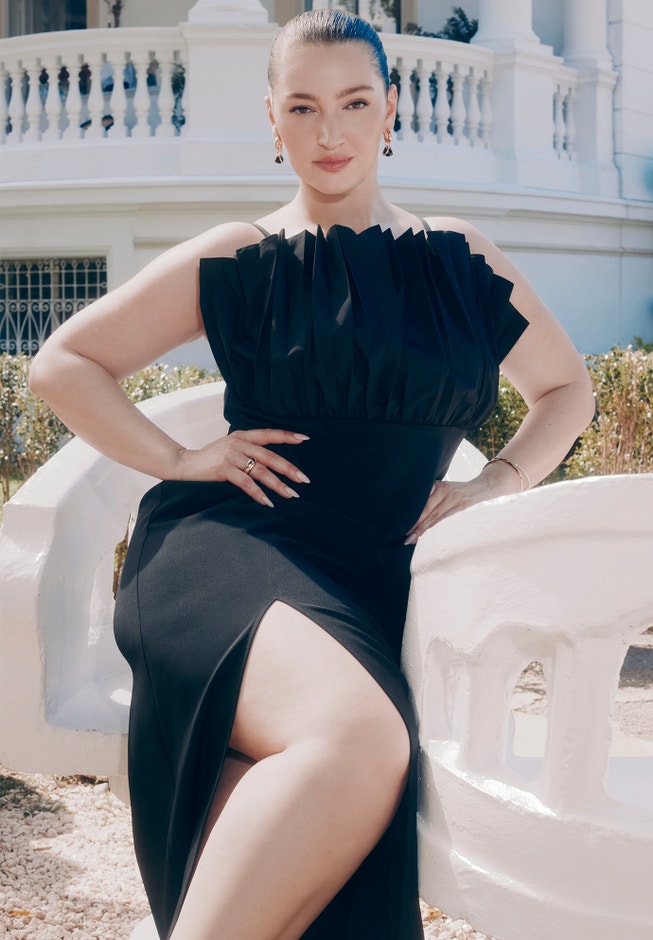 Pleated Fan Ruffle Gown image number null