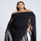 Off The Shoulder Cape Gown image number null
