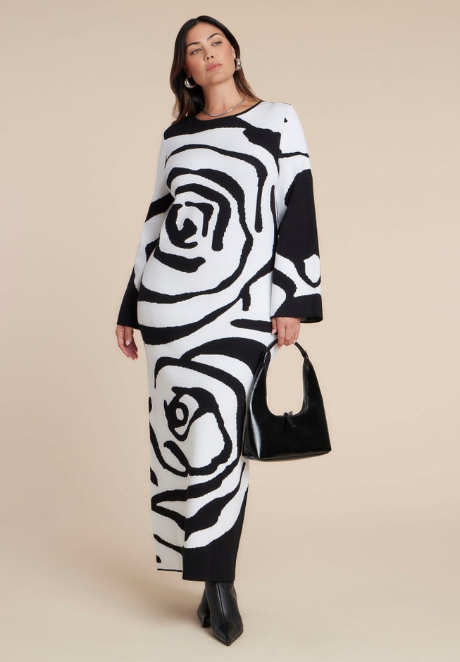  Intarsia Long Sleeve Dress image number 0