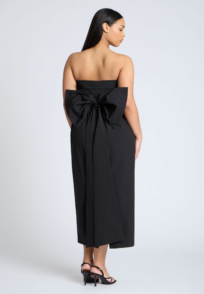 Eloquii Women's Plus Size Pleated Bodice Bow Detail Dress - Black Onyx Eloquii Women's Plus Size Pleated Bodice Bow Detail Dress - Black Onyx