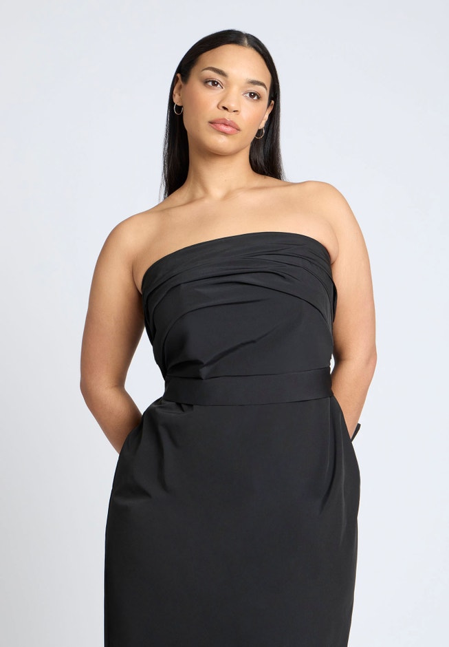 Eloquii Women's Plus Size Pleated Bodice Bow Detail Dress - Black Onyx Eloquii Women's Plus Size Pleated Bodice Bow Detail Dress - Black Onyx