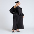 Dramatic Sleeve Satin Column Dress image number null