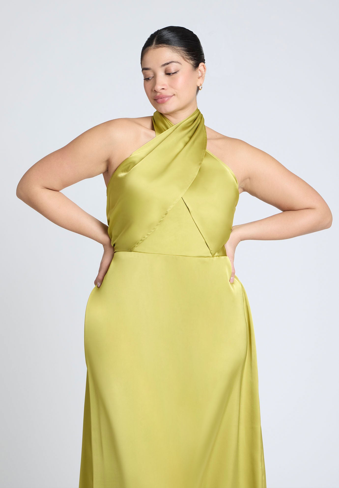 Halter Neck Satin Maxi Dress image number 3