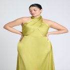 Halter Neck Satin Maxi Dress image number null