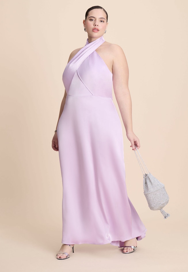 Halter Neck Satin Maxi Dress | ELOQUII Halter Neck Satin Maxi Dress | ELOQUII