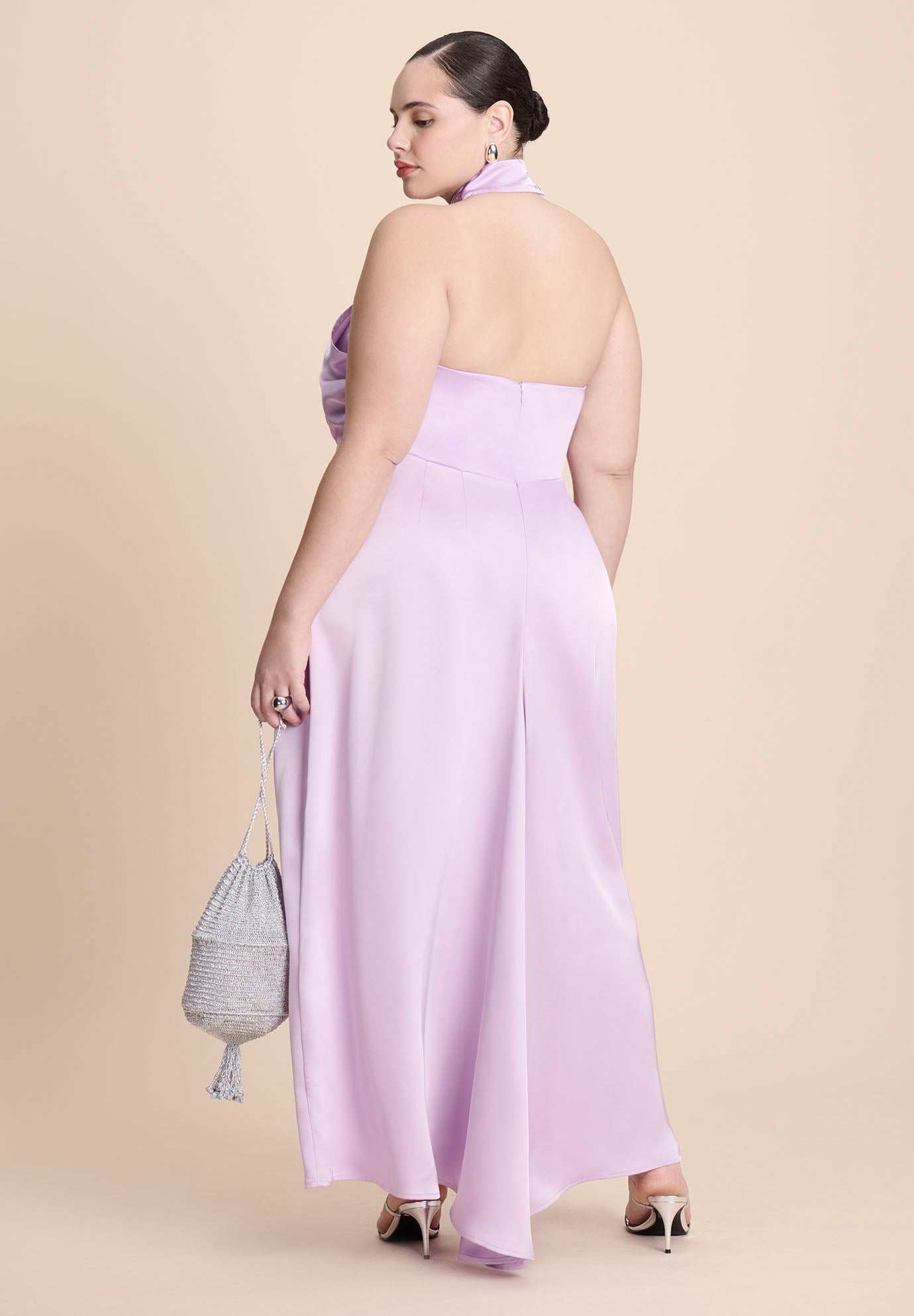 Halter Neck Satin Maxi Dress image number 4