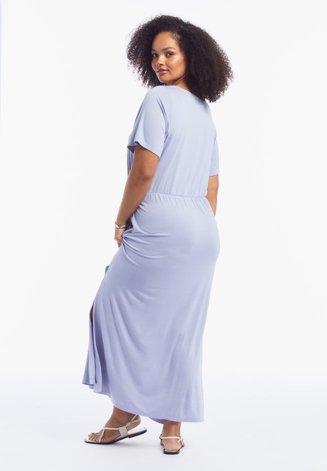 Boatneck Gathered Maxi Dress image number 2