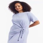 Boatneck Gathered Maxi Dress image number null