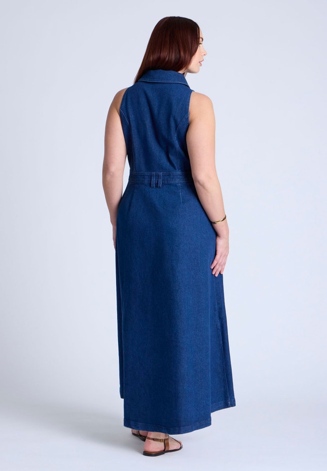 Sleeveless Denim Midi Dress image number 2