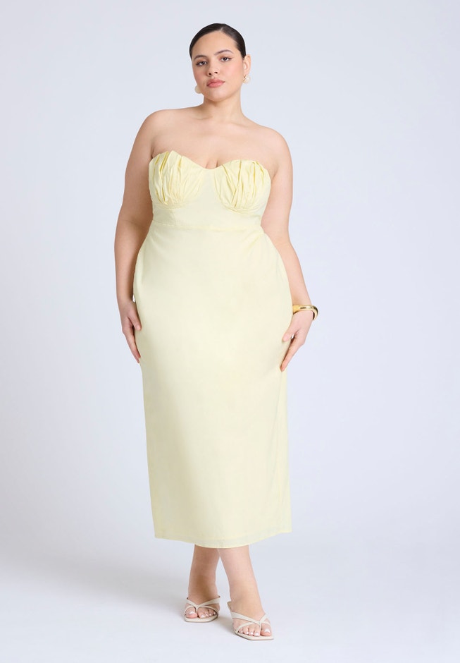 Cup Detail Poplin Column Dress image number null