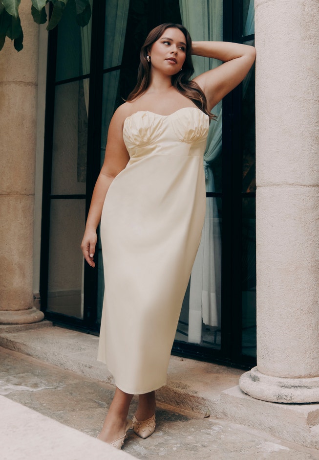 Cup Detail Poplin Column Dress image number null