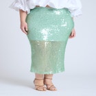  Semi Sheer Sequin Midi Skirt  image number null