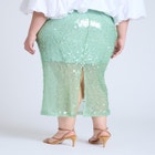  Semi Sheer Sequin Midi Skirt  image number null